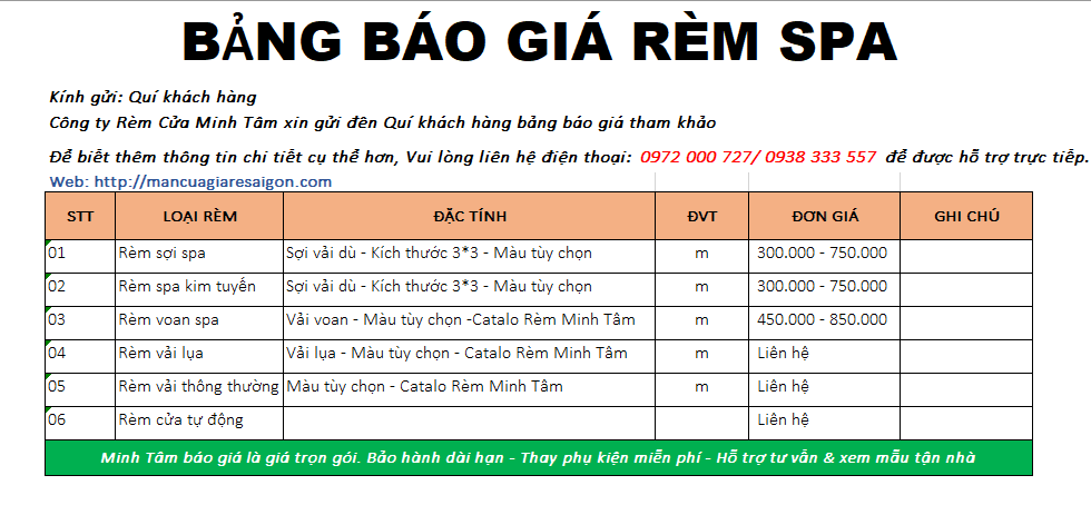 Giá rèm spa, rèm spa, rèm cửa spa, rèm ngăn giường spa